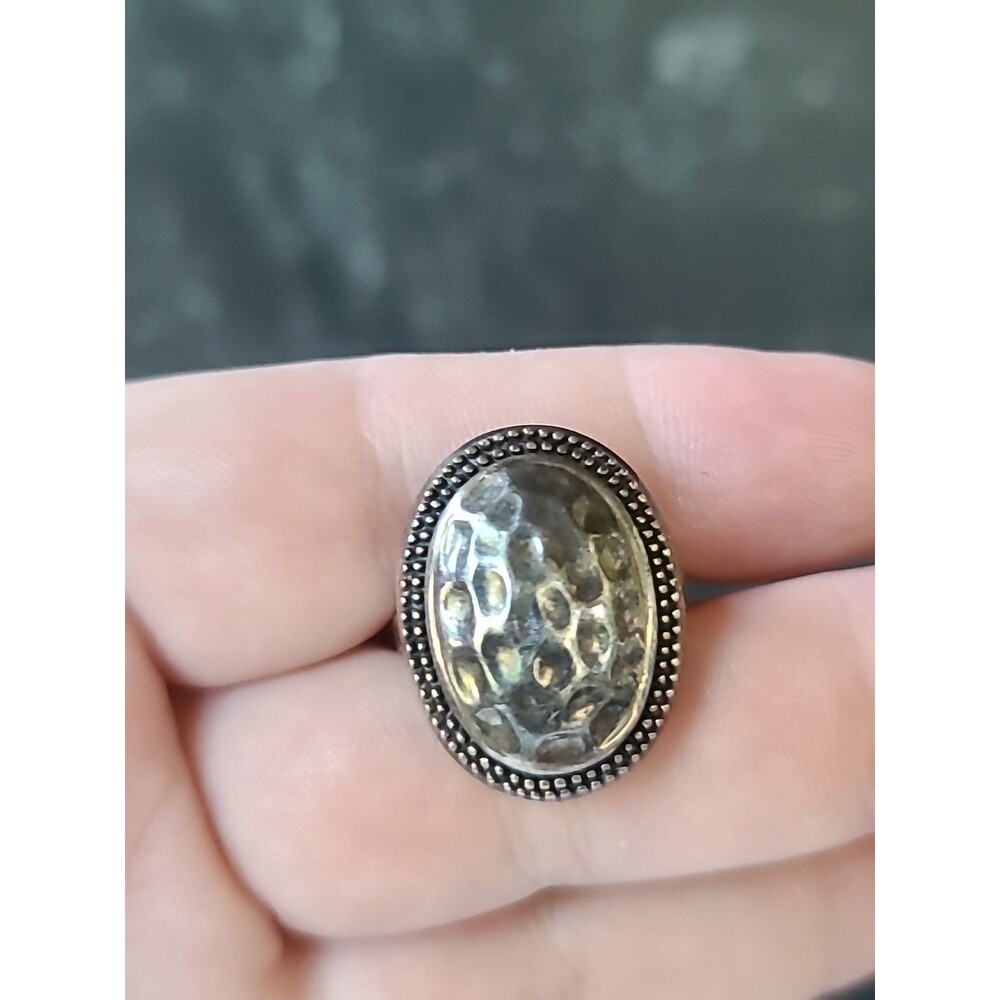 925 Sterling Silver Hammered Dome Statement Ring, SIZE US 8 Vintage, Thailand